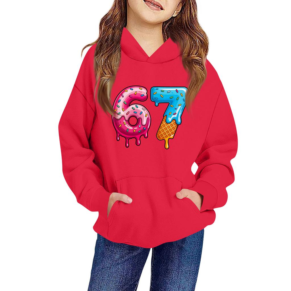 Kinder Langarm Lockerer Pullover Buchstabenaufdruck Kordelzug Kapuzen-Sweatshirt