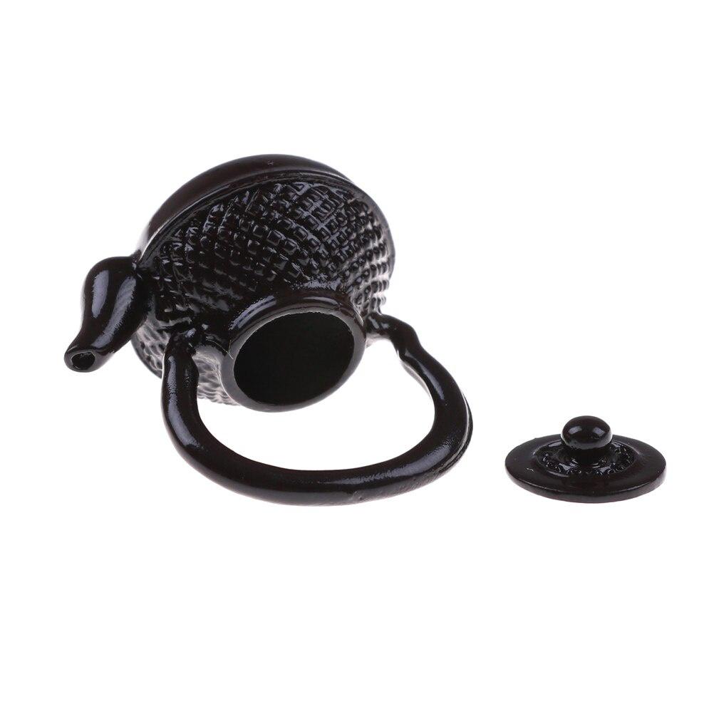 Doll Accesories Boiling Water Kettle 1/12 Dollhouse Kitchen Canteen Miniature Doll House Decoration Girl Gift Toys Black