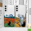 Vintage Oil Painting Van-Gogh Black Cat Phone Case for Samsung Galaxy A14 A16 A55 A54 A36 A53 A13 A15 A25 5G Scenery Clear Cover