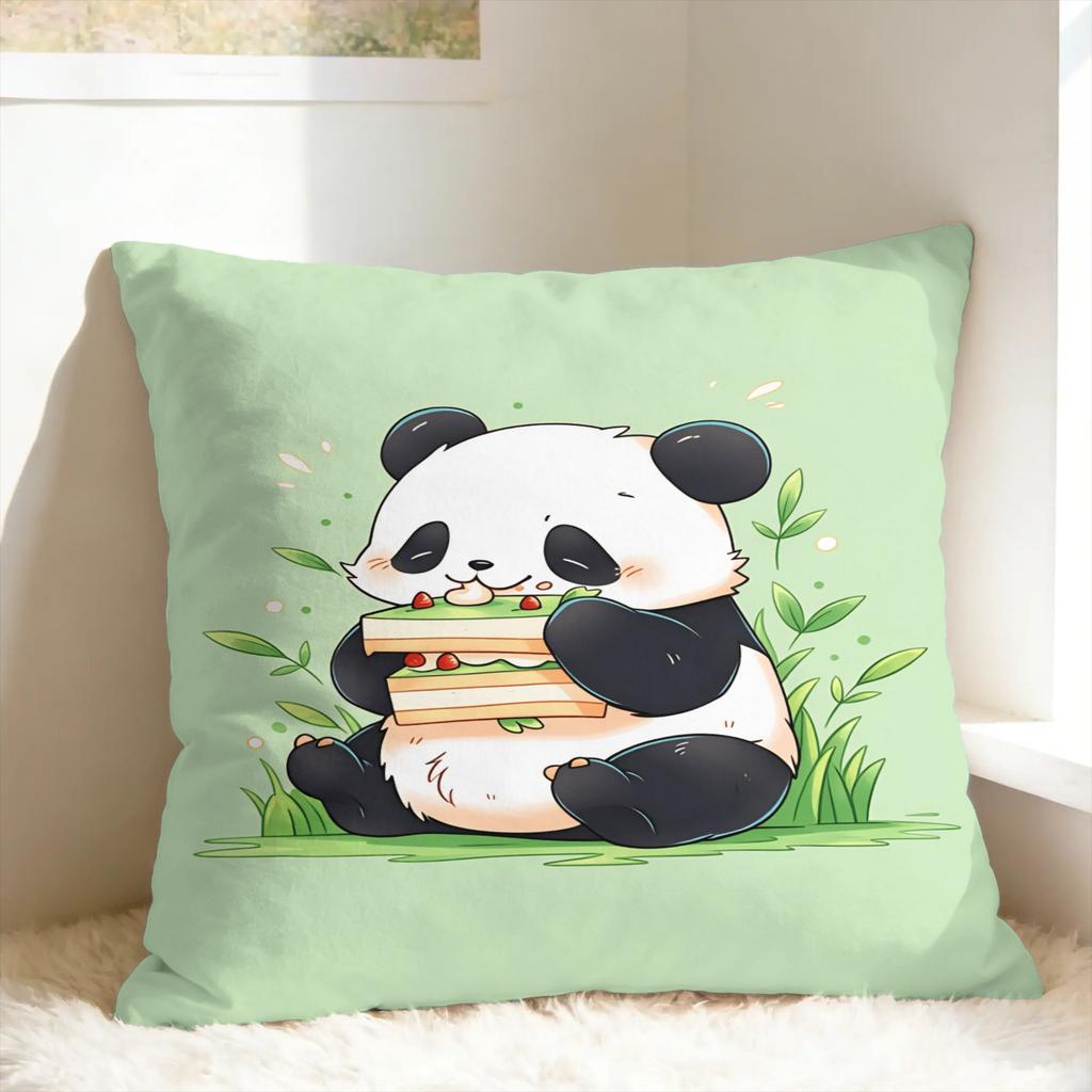 Cute Panda Pillow Case Square Pillow Cover For Living Room Bed Chair Funny Cushion Cover