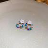 Hollow Out Inlaid Rhinestone Round Earrings for Women Vintage Fashion Delicate Stud Earrings 2024 New In Black Zircon Gift