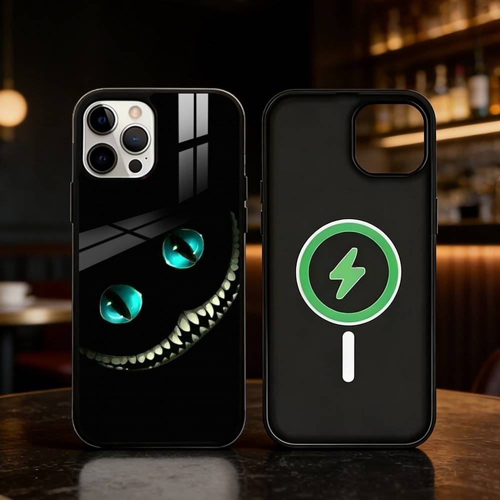 C-Cheshire Cat Cool Eye Alice Phone Case For iPhone 17 16 15 14 13 12 Pro Max Plus for Mirror Wireless Magnetic Cover