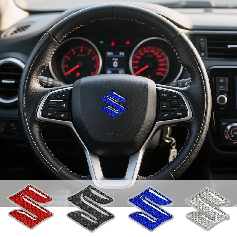 Carbon Fiber Epoxy Car Steering Wheel Logo Emblem Sticker for SUZUKI Vitara Alivio Swift Alto Auto Interior Badge Decals
