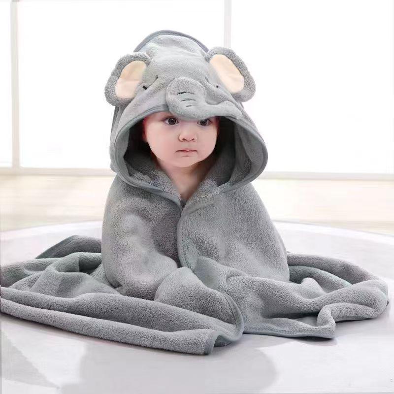 Cross-border Baby Coral Fleece Bath Towel: Hooded Baby Bathrobe & Homewear Swaddle Blanket