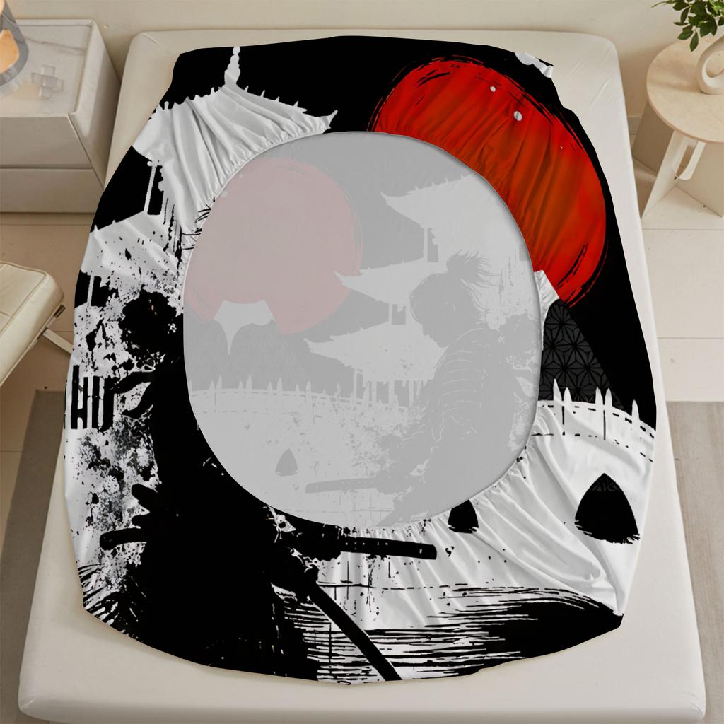 1PC Japanese Style Bed Sheet Soft Digital Print Fitted Sheet Without Pillowcase Bedroom Decor Gift For Birthday Bed Linen