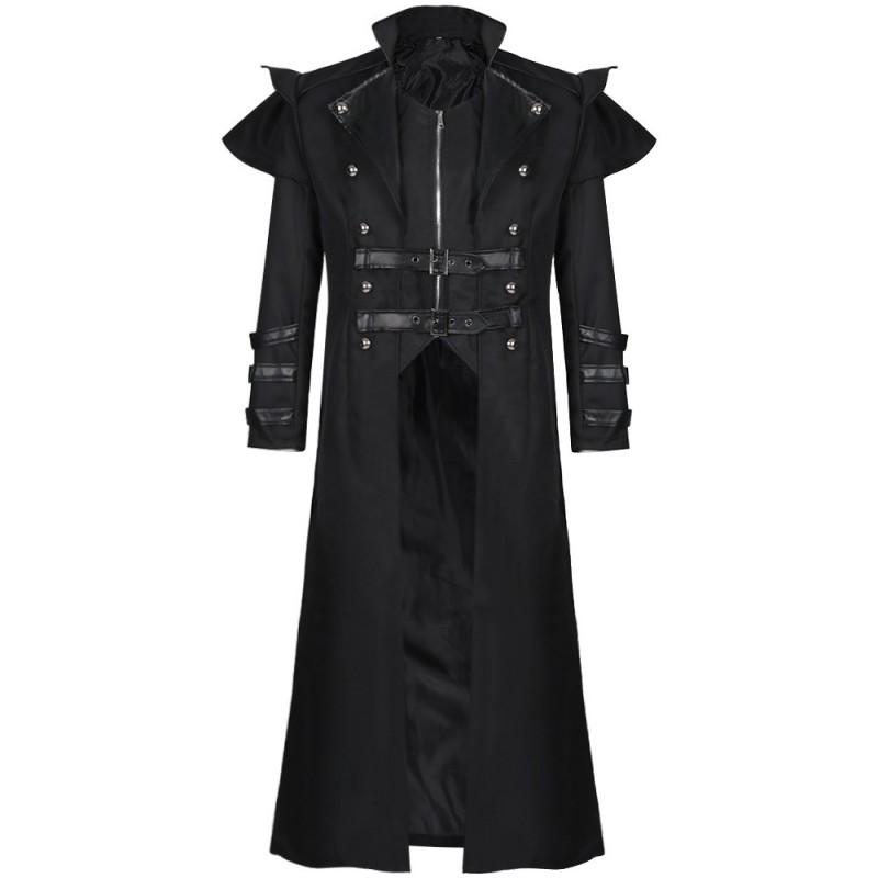 Medieval Gothic Long Coat With Zipper Side Slit Halloween Costume Cosplay Noble Banquet Outfit Unisex