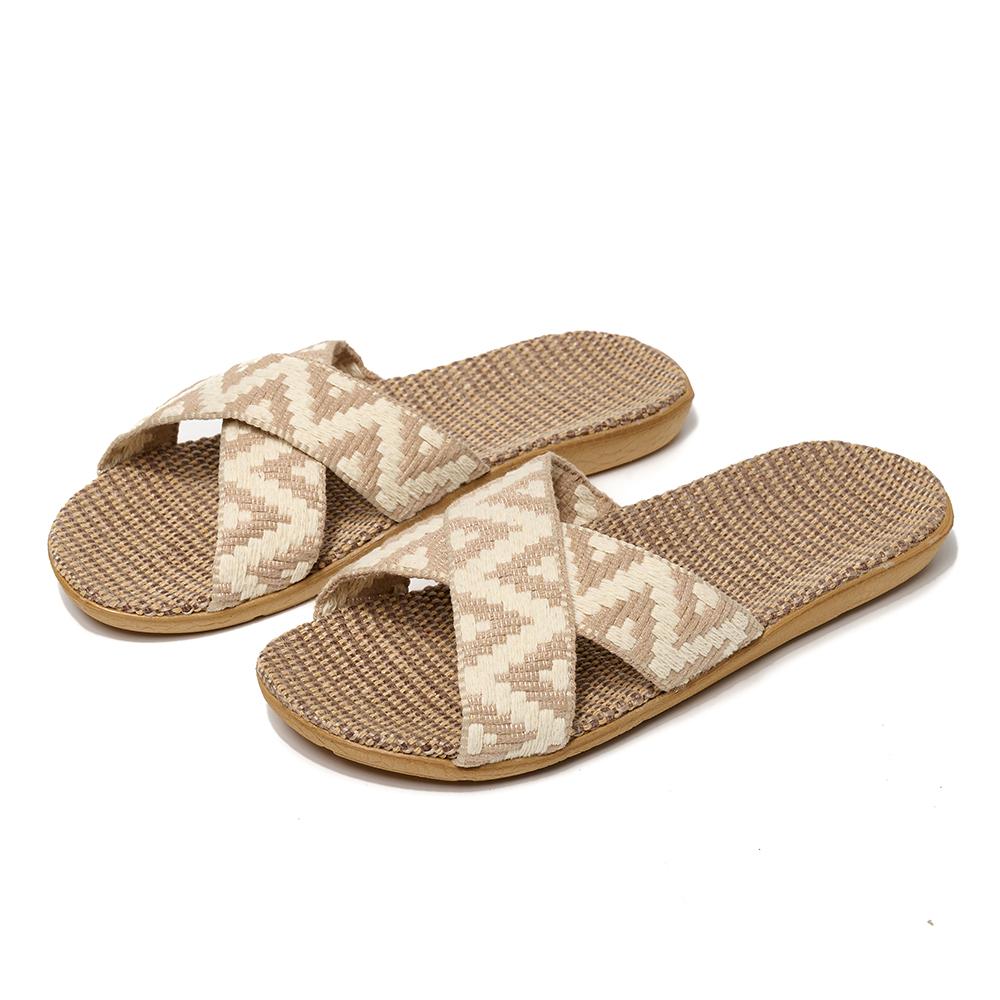 Летние льняные тапочки для женщин 36-45 сандалии на плоской подошве легкие домашние тапочки из Евы 40-41 бежевый 659₽