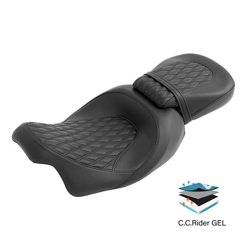 Motorcycle Driver Passenger Gel Seat For Harley Touring FL Road King 2009-2023 чёрный