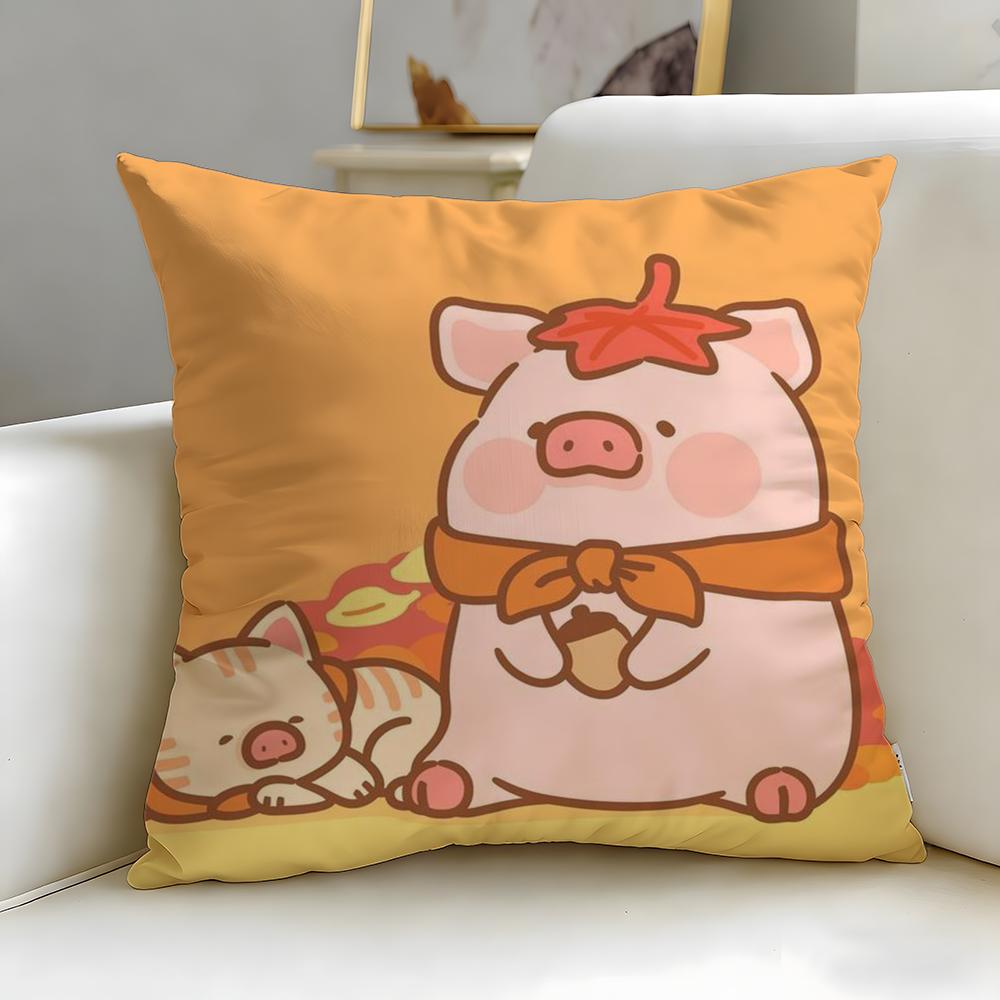 popular cartoon character pig pink Lulu Cushion Cover Soft & Easy-Wash Pillow Case – Versatile for Couch, Bed, Travel and Office