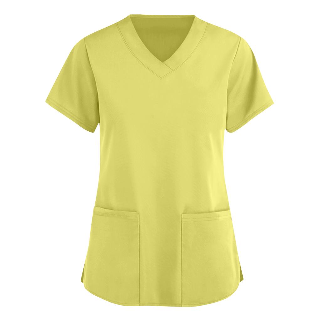 Women's Fashion V-Neck Short Sleeve Overalls With Pockets Print Tops Clothes