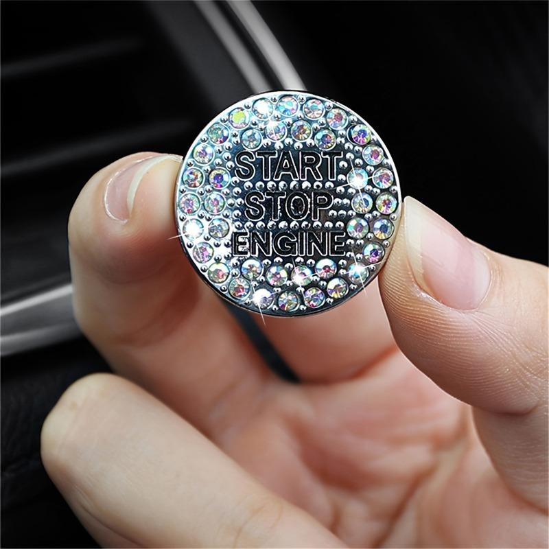 Set of 2 Car Start Button Stickers, Featuring a Rhinestone Ring Design for Decorative Purposes And, Ideal for Automotive Additions
