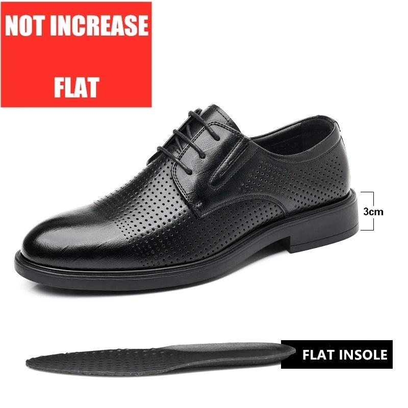 3/6/8 CM Elevator Shoes Men Dress Shoes Black Soft Leather Heighten Formal Shoes Casual Business Oxfords Suit Shoes