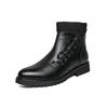 Men's Cross Martin High Top Black Leather Boots - Fashionable Round Toe Business Casual Footwear for 2025.