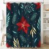 GAEStylish Blue Floral Shower Curtain with Christmas Poinsettias for Bathroom Decor Waterproof Fabric Easy Installation Kit In