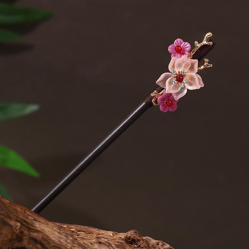 Ancient Style Ebony Imitation Wooden Tassel Hairpin - Hanfu Accessory for Women