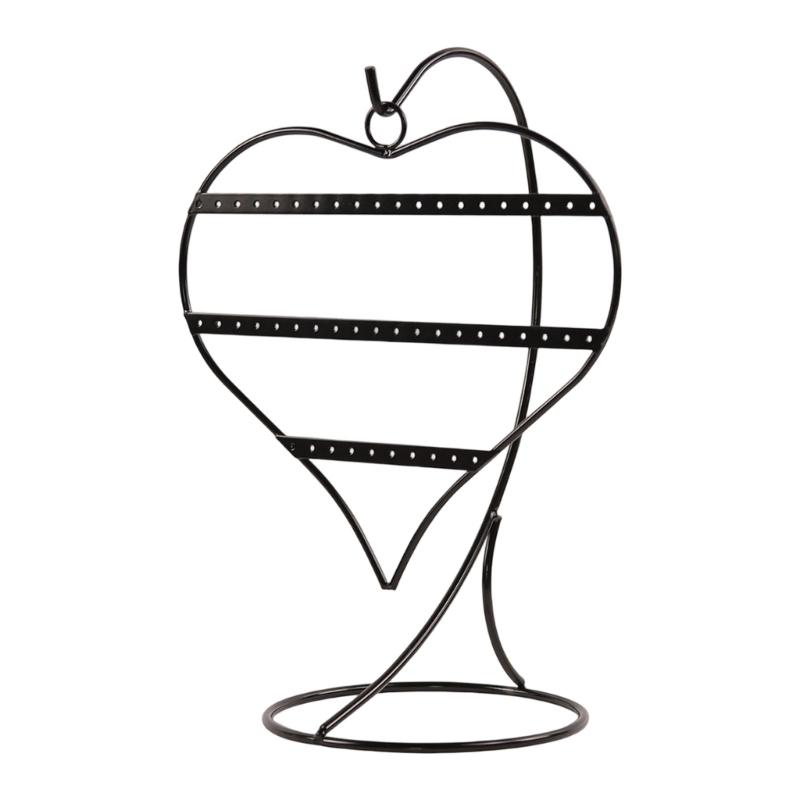 Elegant 50 Slot Heart Shape Earring Rack Jewelry Showcase Desktop Organizers for Ear Studs Chains Store Display Home