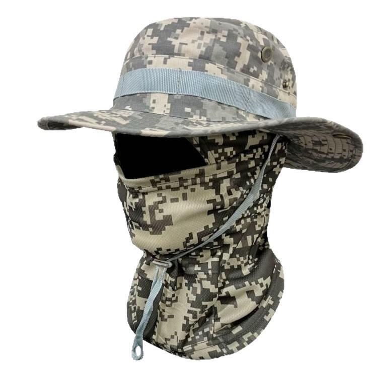 Cappello Mimetico a Tesa Larga Con Protezione Solare Per Escursionismo e Pesca all'Aperto