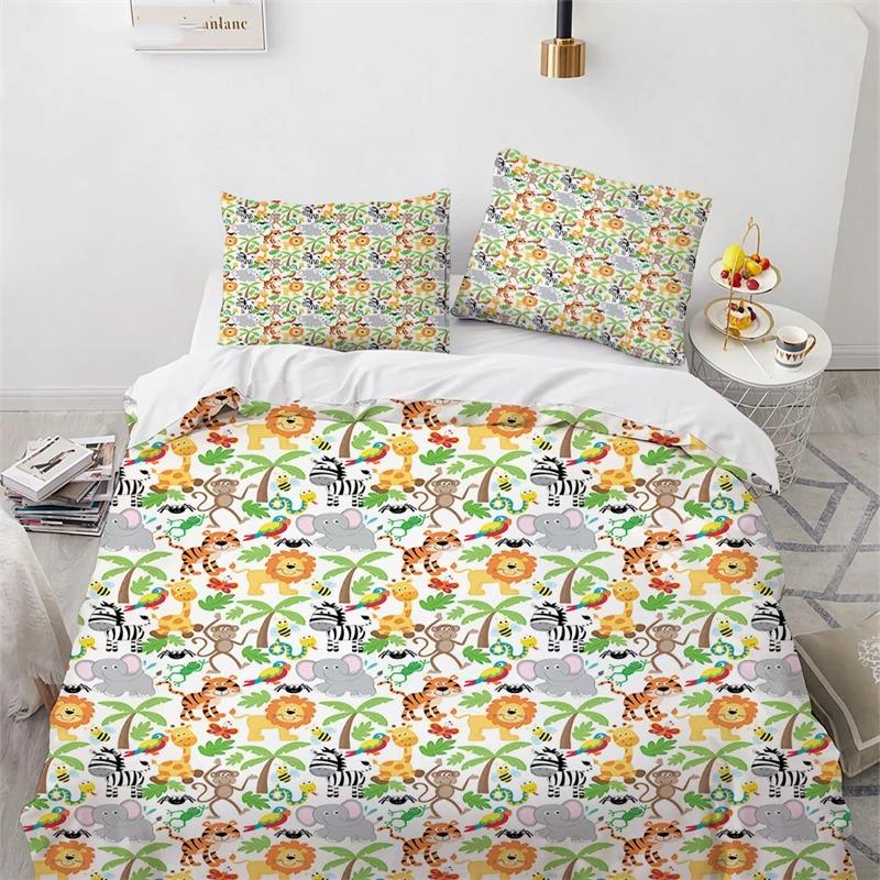 Cartoon Monster Bettbezug King Queen Größe Lieblich Lustig Tier Bettwäsche Set für Kinder Jungen Mädchen Anime Polyester Bettdeckenbezug