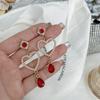 Vintage Long Rhinestone Ear Clips Without Ears Hole Earrings Temperament Crystal Pearl Clip On Earrings for Women Wedding Party