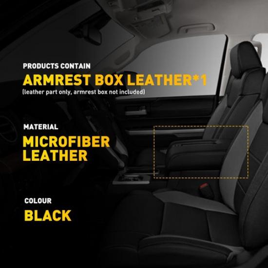 For 2014-2021 Toyota Tundra Center Console Lid Armrest Leather Cover Trim Black