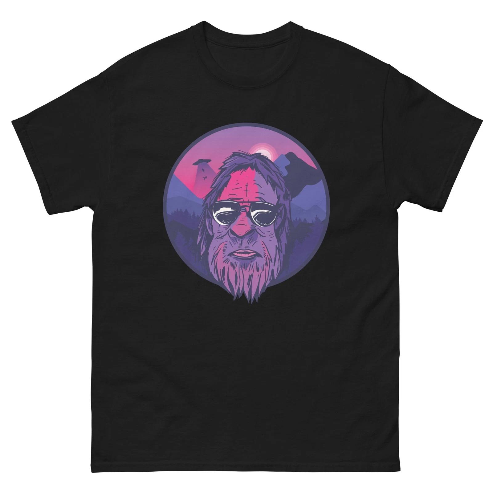 

Unisex Retro Yeti T-T-Shirt, Mythical Snowman Synthwave Graphic Bigfoot L