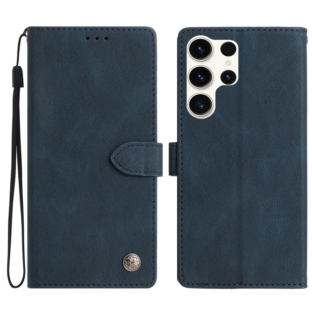 For Samsung Galaxy S24 Ultra Leather Case Solid Color Phone Wallet Cover