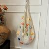 Sac à Bandoulière Bohème au Crochet Sac de Plage Tricoté avec des Fleurs Colorées Sac Cabas Léger Tissé pour Femmes Filles Vacances d'Été Voyage Pique-nique Shopping