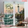 2pcs 2D Flat Printing Curtain Lighthouse Ocean Wave God Polyester Fabric Without Electricity Festive Curtains Perfect for Gold
