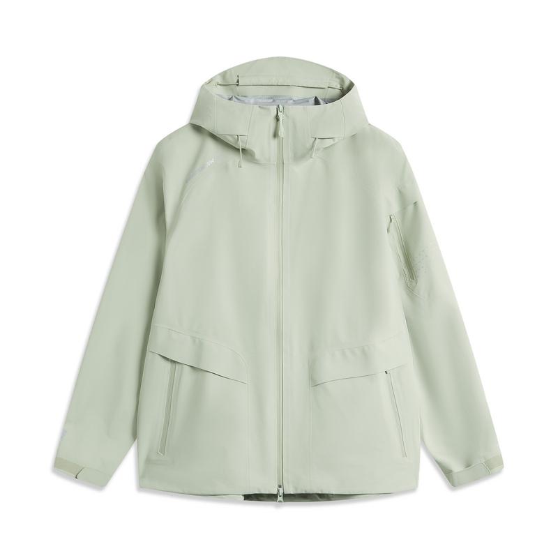 Li Ning CF Su Wan Long Jia Series Solid Color Hooded Casual Outdoor Hiking Waterproof Windproof Jacket Unisex Jacket Desert-Green AEMU047-1