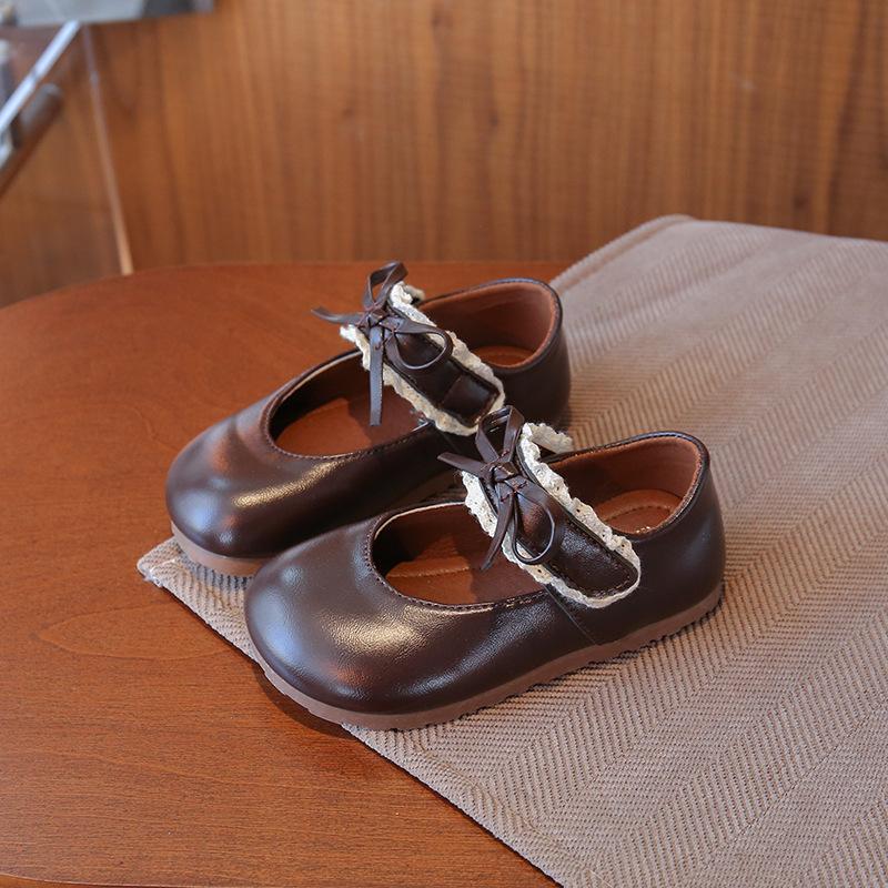 Princess Shoes Girls Leather Shoes 2025 New Children Mary Jane Shoes Foreign Style Black Little Girl Beautiful Baby Shoes