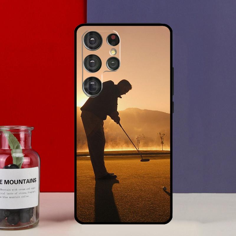 GOLF GOLFER GOLFING SUNSET Funda Case For Samsung Galaxy S25 Ultra S9 S10 S20 S21 FE S22 S23 Plus S24 Ultra Phone Cover