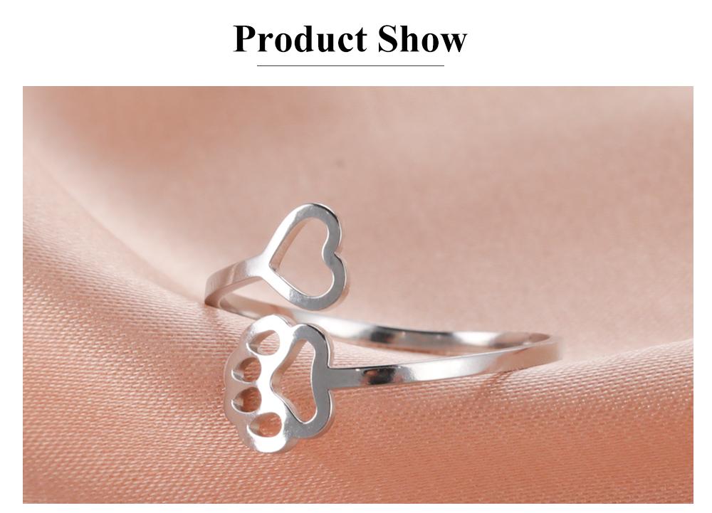 Cazador Adjustable Hollow Cute Dog Cat Paw Stainless Steel Ring Love Heart Women's Ring Jewelry Birthday Party Gifts 2026 Trend