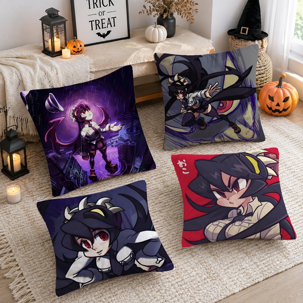 Video Game Sskullgirls Filia Cushion Cover Plush Decorative Pillow Case With Hidden Zipper Cutecore Room Decor For Home