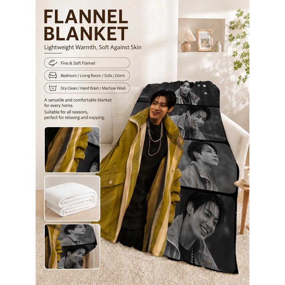Stylish Man Yellow Jacket Portrait Pattern Blanket Warm Comfortable Fleece Blanket For Living Room Office Nap Lightweight Home Decor Halloween Gift