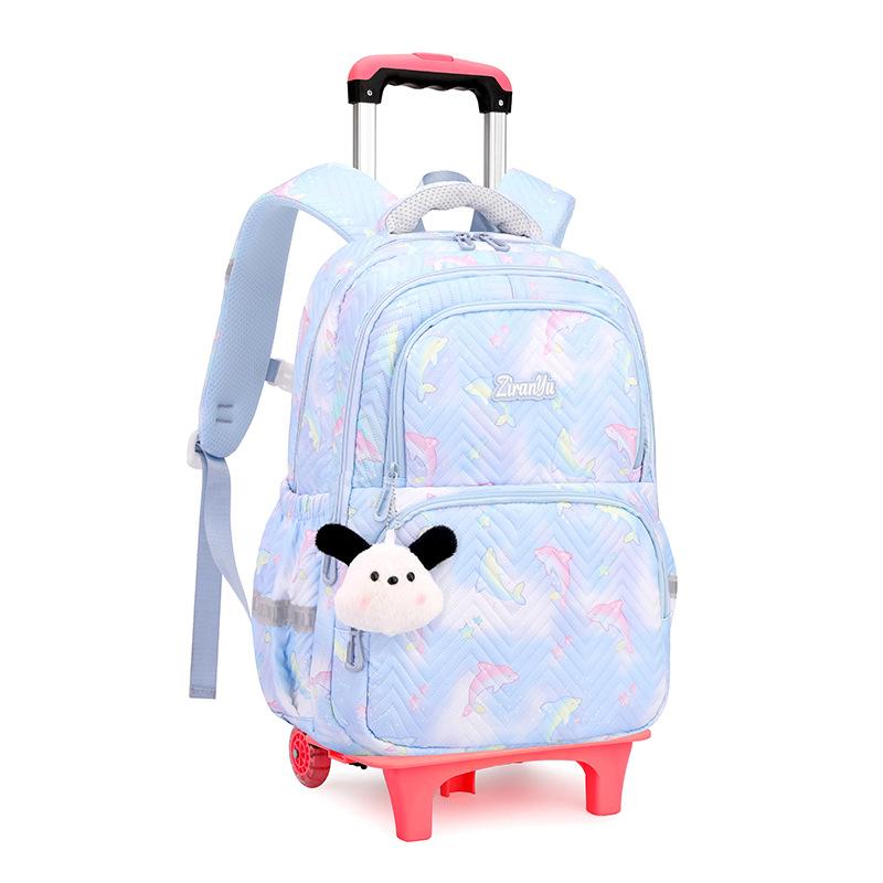 Zaino Scolastico per Bambini con Ruote Borse per Studenti per Ragazze Borsa Trolley Cartella Carina Zaino con Ruote Bambina Ragazze