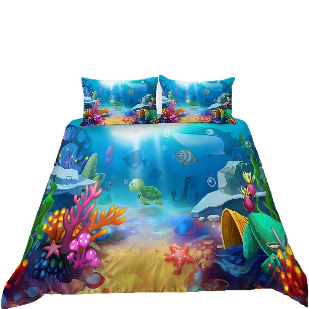Bedding Two Or Three-Piece Set Cartoon Marine Animal Series Digital Printing Polyester