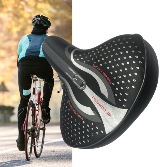 Șa Bicicletă Piele Sintetică Rezistentă la Uzură Absorbție Șoc Stabilitate Ridicată Șa Bicicletă Lățită pentru Bicicletă
