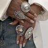Punkové Exagerované Nepravidelné Kovové Široce Otevřené Nastavitelné Prsteny pro Ženy Imitace Perly Geometrické Prsteny na Prst Pánské Šperky