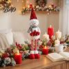 Festive Party Supplies Christmas Plush Snowman with Extendable Legs, Sequins Hat Holding Star Dolls Doll, Standing Long Legs Xmas Decoration