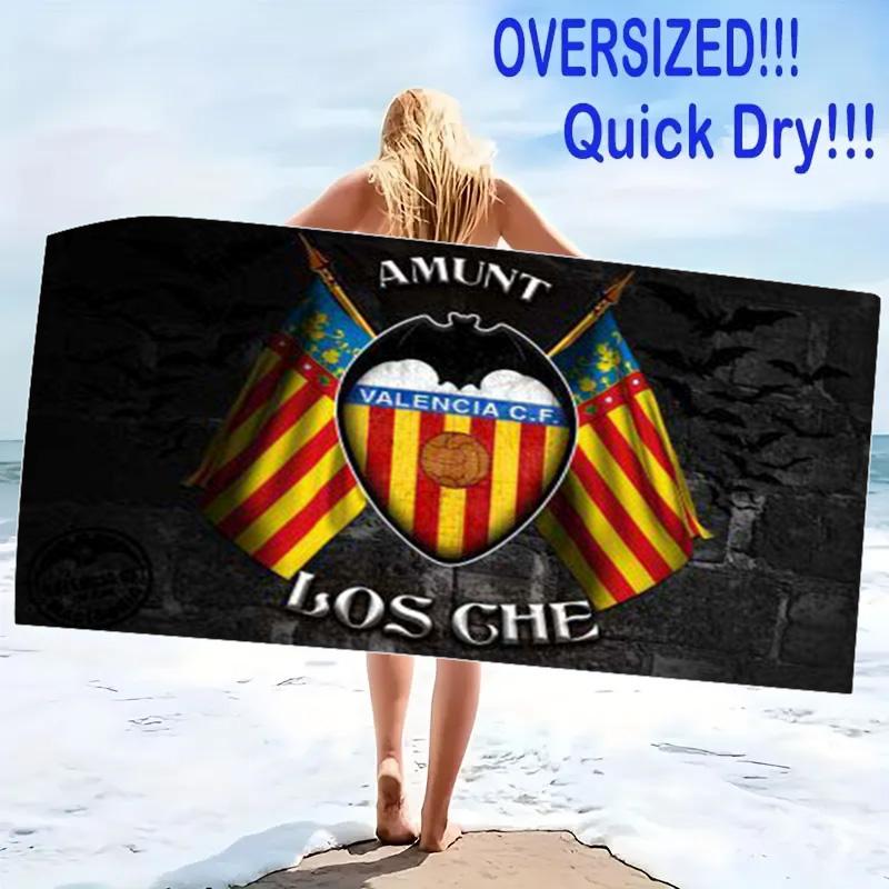 Valencia CF Logo Print Beach Towel, Large Soft Quick Dry Towel for Beach Camping Swimming
