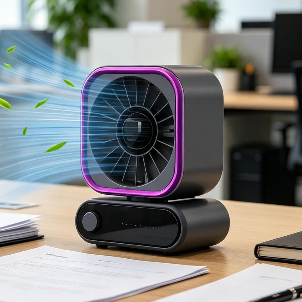 Small Fan For Desk Auto Shaking Tabletop Cooling Gadget Wide Angle Desktop Personal Fan For Bedroom Nightstand Dormitory