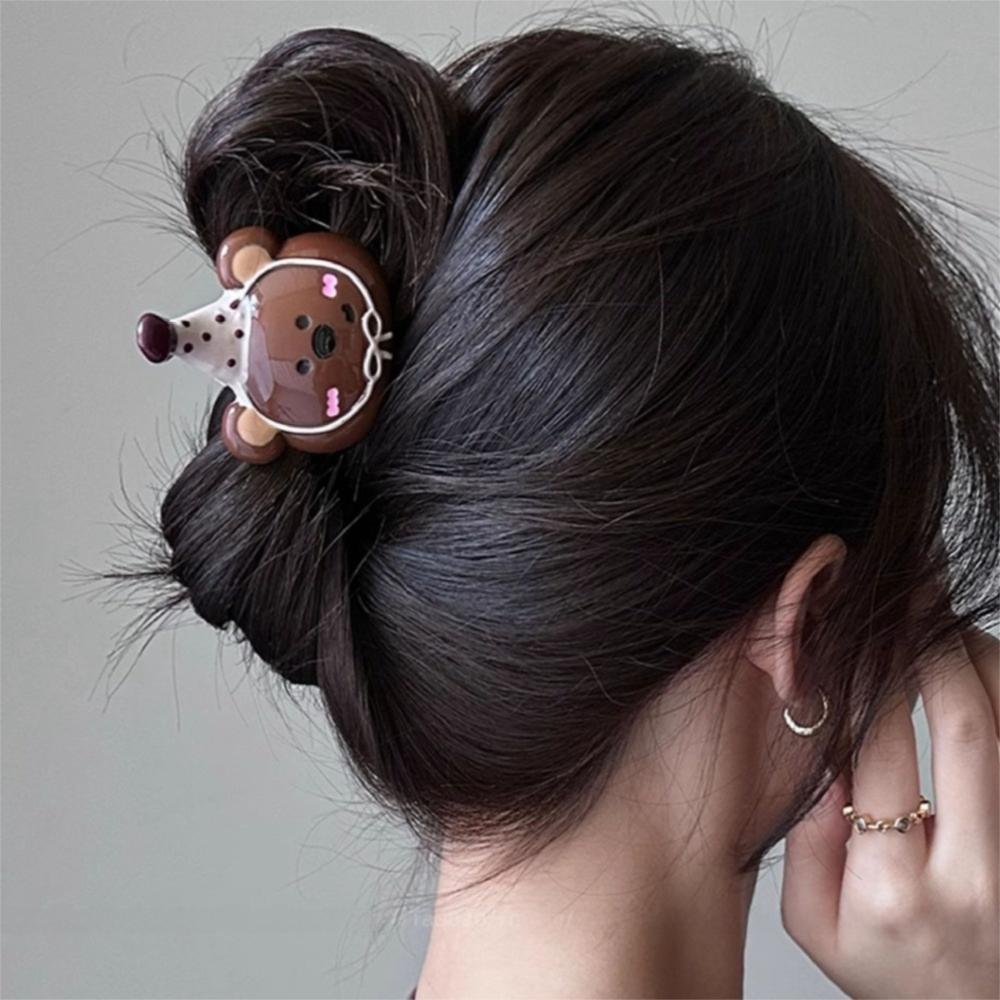Geometry Cartoon Hair Claw Acrylic Plastic Grab Clip Personalized Bear Hair Clip  Travel