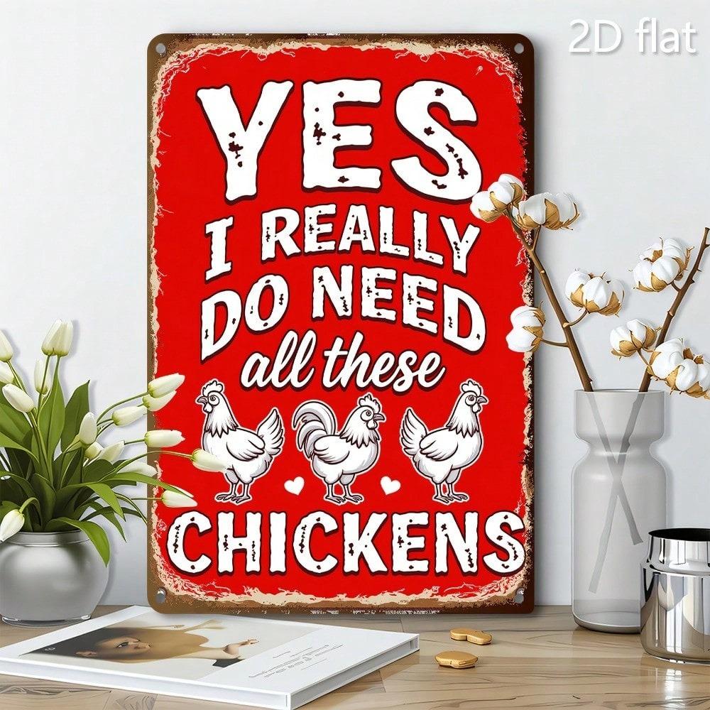 Vintage Metal Chicken Tin Sign Kitchen Wall Art Farmhouse Decor 8x12 Inch
