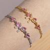 Adjustable Pink AAA Zircon 18K Gold Plated Bowknot Bracelets for Women New Fashion Vintage Bracelets Wedding Party Jewelry Gift