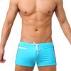 UXH Color Block Fashion Swim Trunks with Anti-Exposure 3D Pouch - Colorful Square Leg Beach Shorts