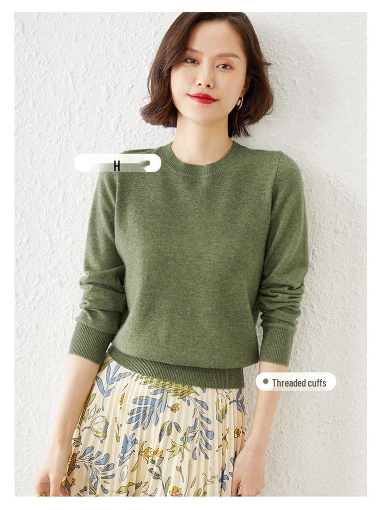 Damen Langarm Rundhals Strickpullover - Herbst/Winter Pullover Basisschicht