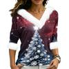 Women's Christmas V-Neck Top Elegant Cut for Party Date and Casual Wear