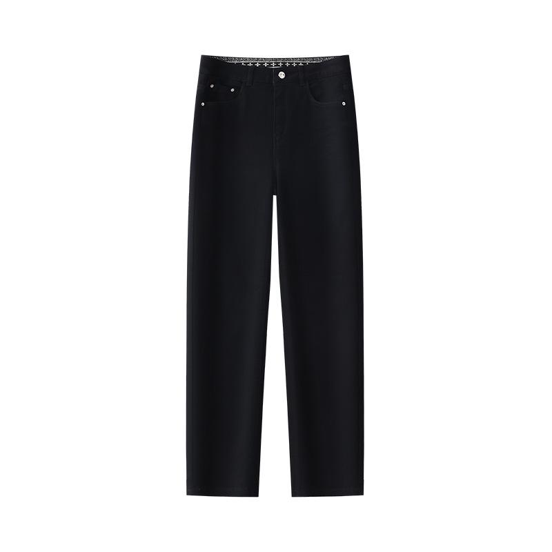 

Женские утягивающие черные джинсы с высокой посадкой - укороченные брюки-сигареты, универсальные и повседневные прямые. 2XL (recommended for 126-135 lbs) чёрный