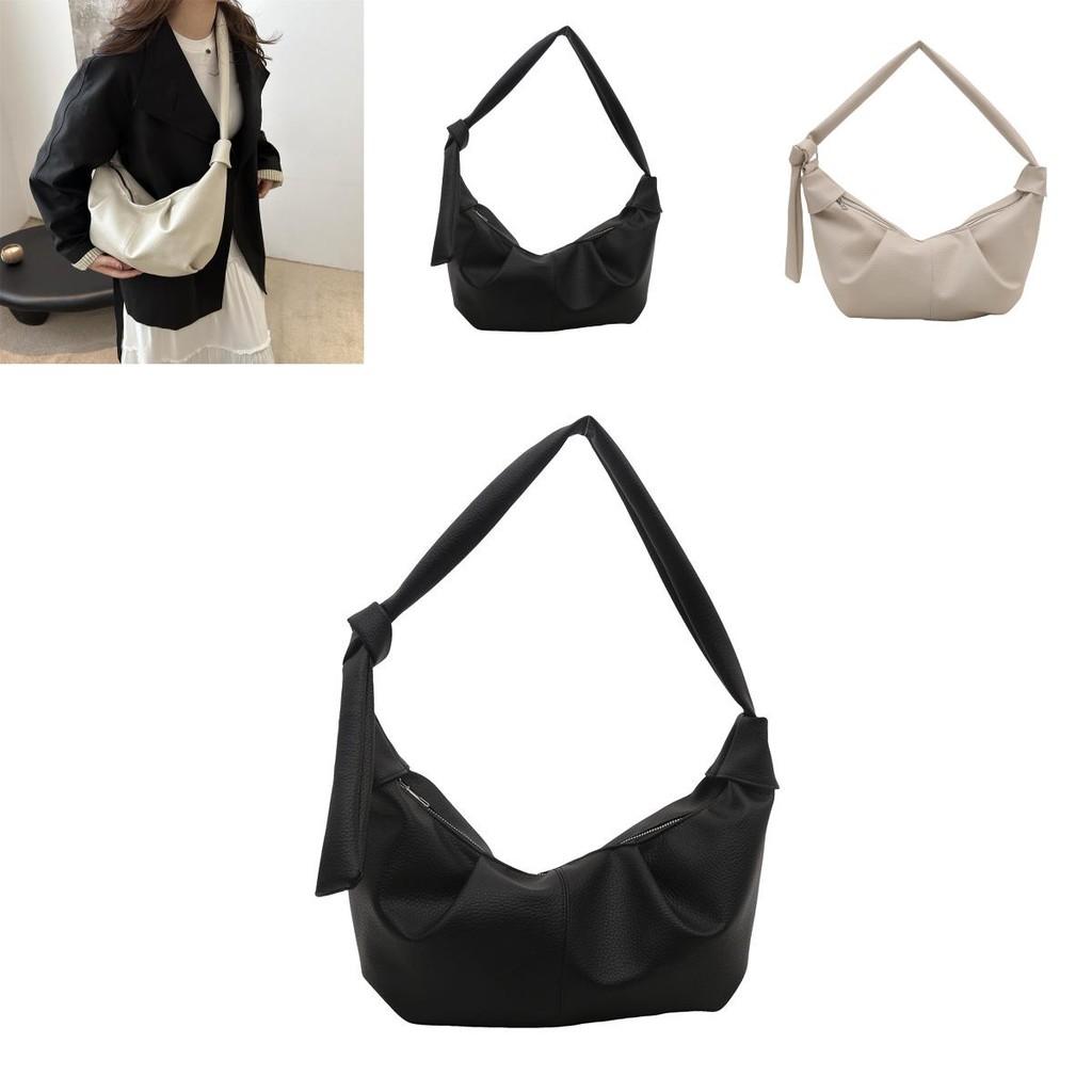 Fashionable Large Pu Dumpling Shoulder Bag With Pleated Design And Soft Texture