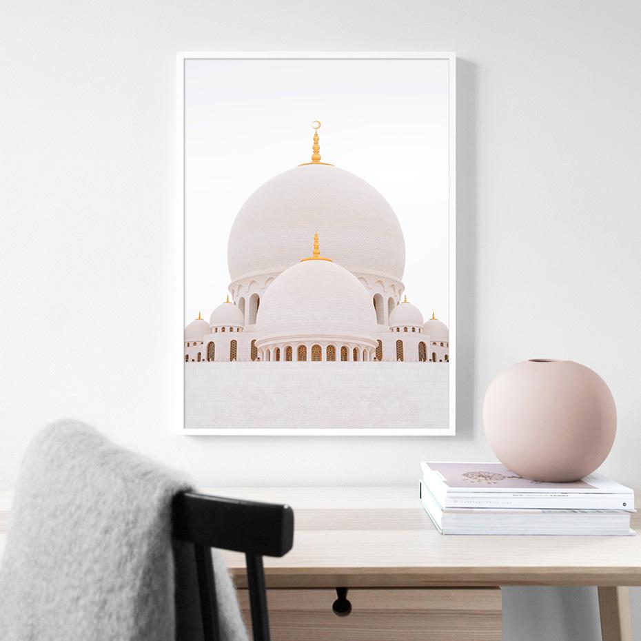 Islamic Calligraphy Allah Muslim Posters Pink Marble Mosque Wall Art Canvas Painting Pictures Living Room Interior Home Decor
